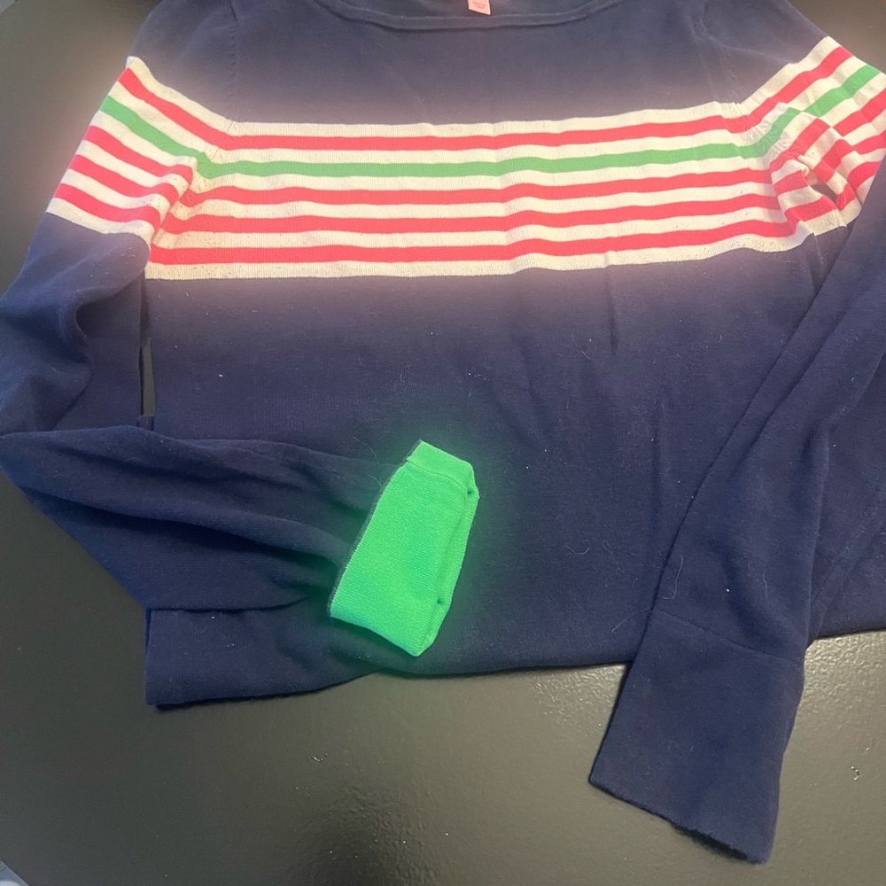 Lilly Pulitzer Navy Long-Sleeve Top with Red, White & Green Stripes